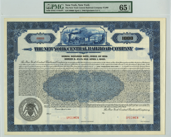 New York Central Railroad Co. - $1000 Bond